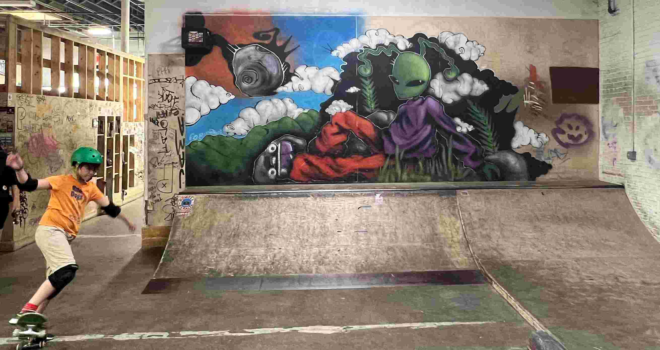 love Graffiti Art inside a skate board school